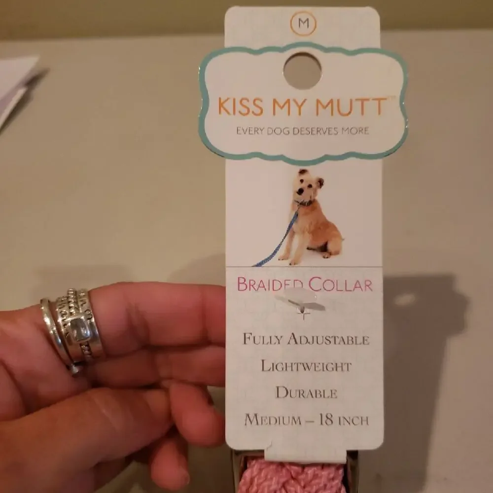 Kiss My Mutt Pink Braided MD 18